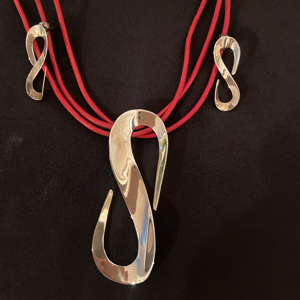 Custom Sterling Silver Pendant And Earrings 35$